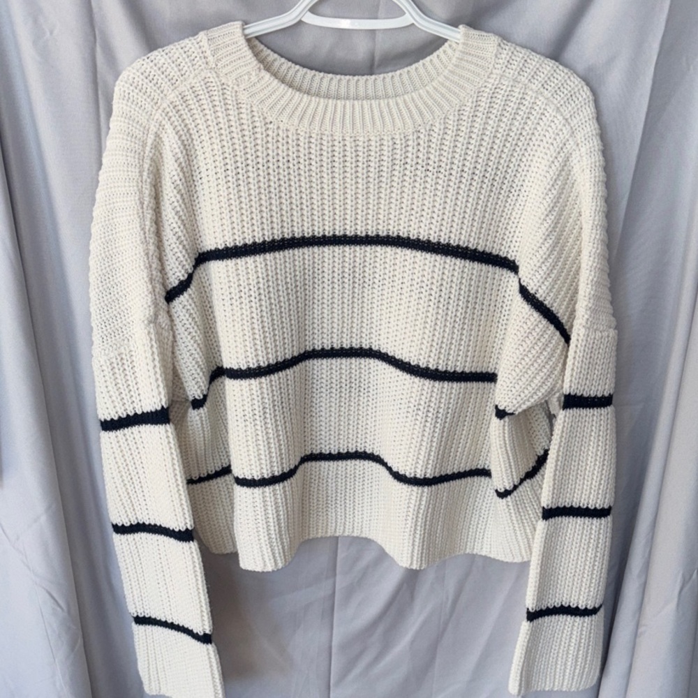 moon & madison Cream and Black Striped Sweater
